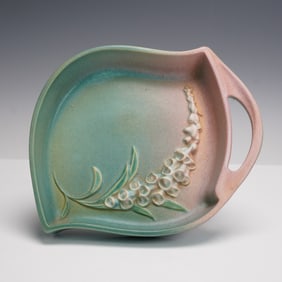 Roseville Pottery Green Tray, Foxglove