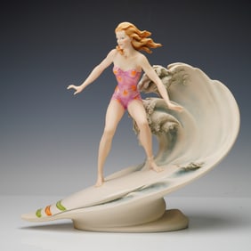 Giuseppe Armani Figurine, Surfer Girl 1496C, Florence Collection