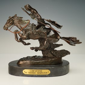 After Frederic Remington Cast Bronze Sculpture, Cheyenne