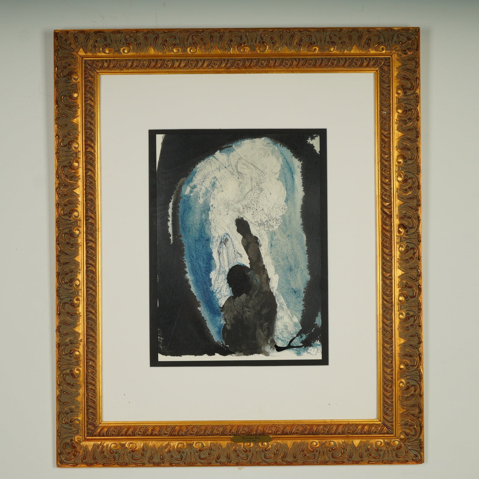 Salvador Dali, Mixed Media Lithograph on Paper w/ Authentication: Offered here is a rare and evocative original mixed-media lithograph on paper by the legendary Salvador Dali, from his iconic Biblia Sacra series. This piece is authenticated by Frank Hunter, Presiden