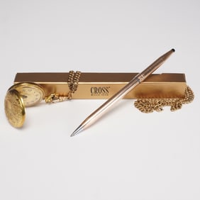 Cross Century 14KT GF Ballpt. Pen w/ Annex French 17-Jewel Pocket Watch