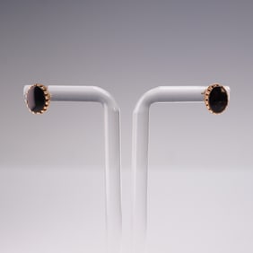 Vintage Onyx and 14K Gold Stud Earrings