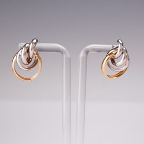 Vintage Style Two-Tone 14K Gold Knot Earrings