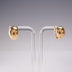 Pair of 14K Yellow Gold Half-Hoop Earrings with Omega Backs