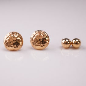 Two Pairs of 14K Gold Earrings