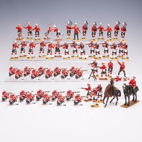 60pc El Templario Metal Colonial Soldier Figure Set
