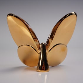 Baccarat Crystal Lucky Gold Butterfly Paperweight