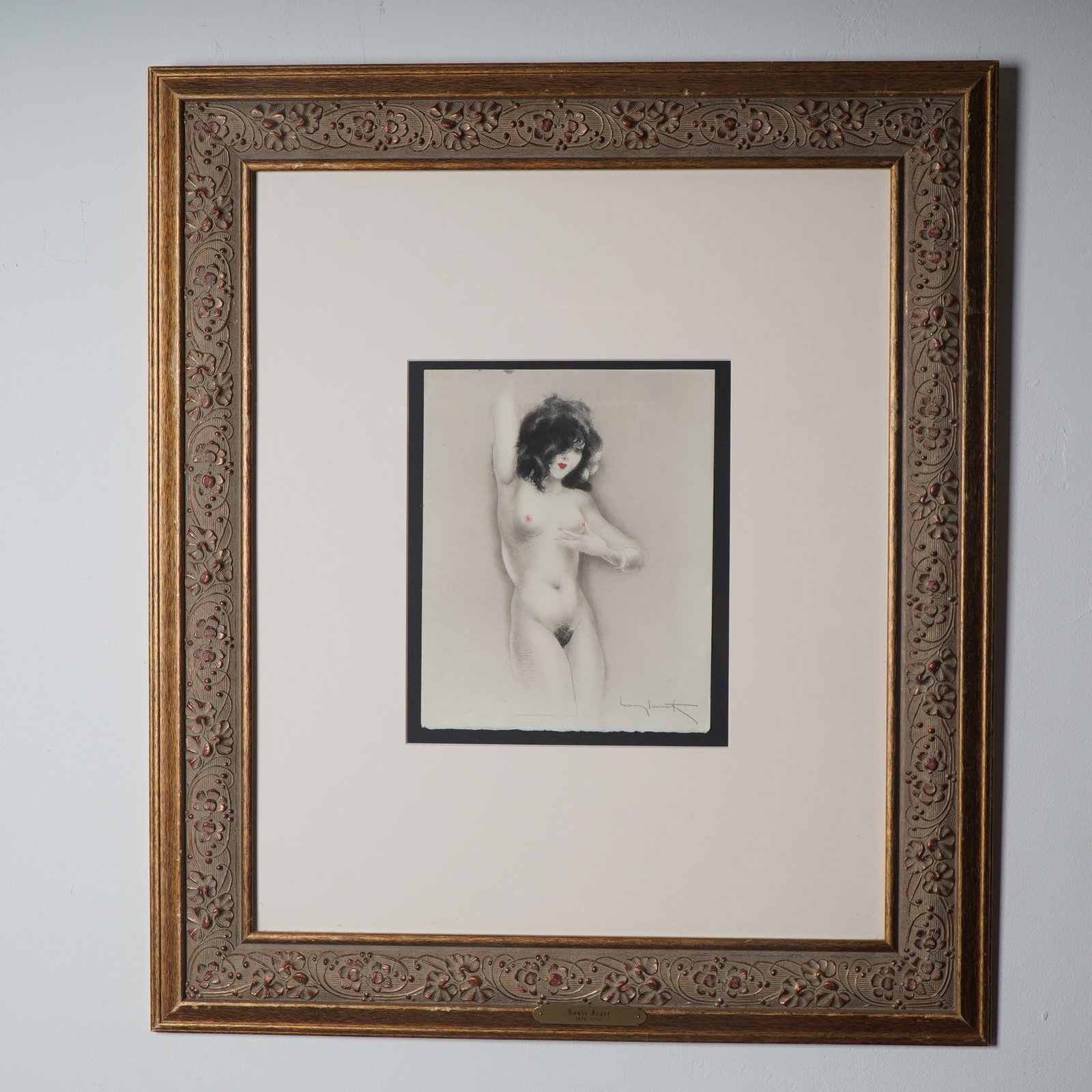 Louis Icart, Colored Etching on Paper, La Vie des Seins, Signed: A rare and provocative illustration from the pseudo-medical text La Vie des Seins (The Life of Breasts), this 1945 colored etching by famed French artist Louis Icart offers a compelling blend of eroti