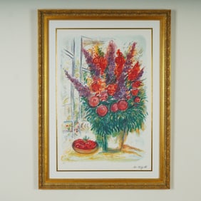 Marc Chagall (Aft.) Limited Edition Giclee on Paper, Bouquet w/ Bowl