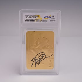 1998 Fleer 86 Rookie Sticker Michael Jordan signed 23Kt Gold WCG Gem M-10
