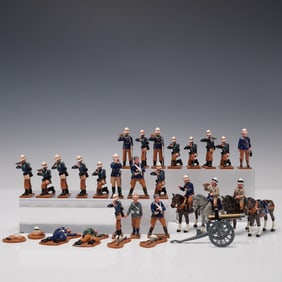 30pc El Templario Metal British Colonial Infantry Set with Horses Figures
