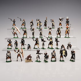 33pc Hand-Painted Zulu Warrior Toy Soldier Set, Spanish-Made