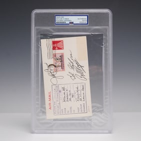 Skylab 4 Crew Signed NASA Recovery Cover - PSA Certified Auto