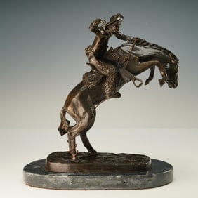 After Frederic Remington Cast Bronze Sculpture, The Bronco Buster