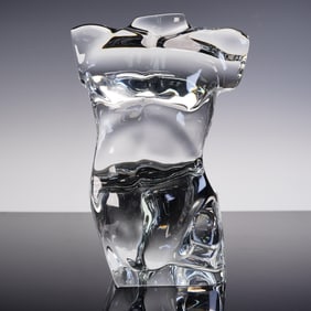 Baccarat Crystal Male Torso Sculpture with Original Box