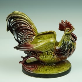 Hull Pottery Multi-Color Glazed Ceramic Rooster Planter