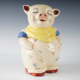 2pc Shawnee Pottery Smiley Pig Cookie Jar