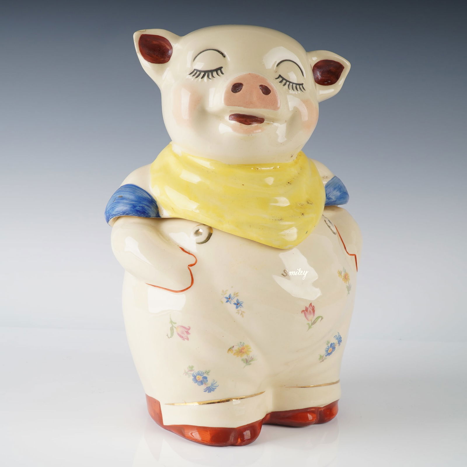 2pc Shawnee Pottery Smiley Pig Cookie Jar (1 of 6)