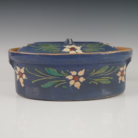 Antique Alsace French Country Earthenware Casserole with Lid