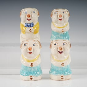 4pc Imperial Porcelain Zanesville Ohio Pig Salt & Pepper Shaker Sets