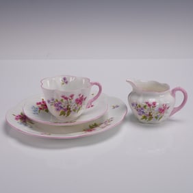 4pc Shelley Fine Bone China Tea Set Stocks Pattern