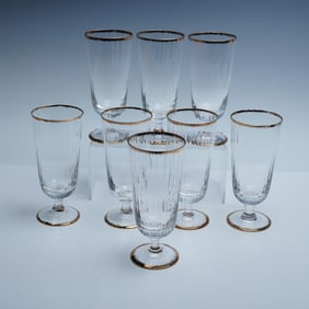 8pc Crystal Iced Tea Glasses With Gold Trim