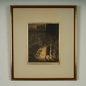 Polly Knipp Hill, Rare Original Etching on Paper, Street Urchins, Signed