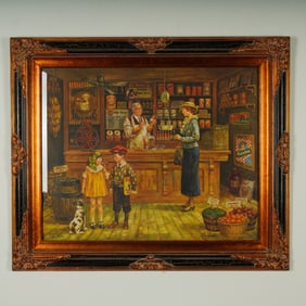Lee Dubin, Framed Color Lithograph on Paper, 1932 General Store, Signed