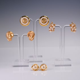4 Pair Gold Tone Stud Earrings incl. Liz Claiborne Monet