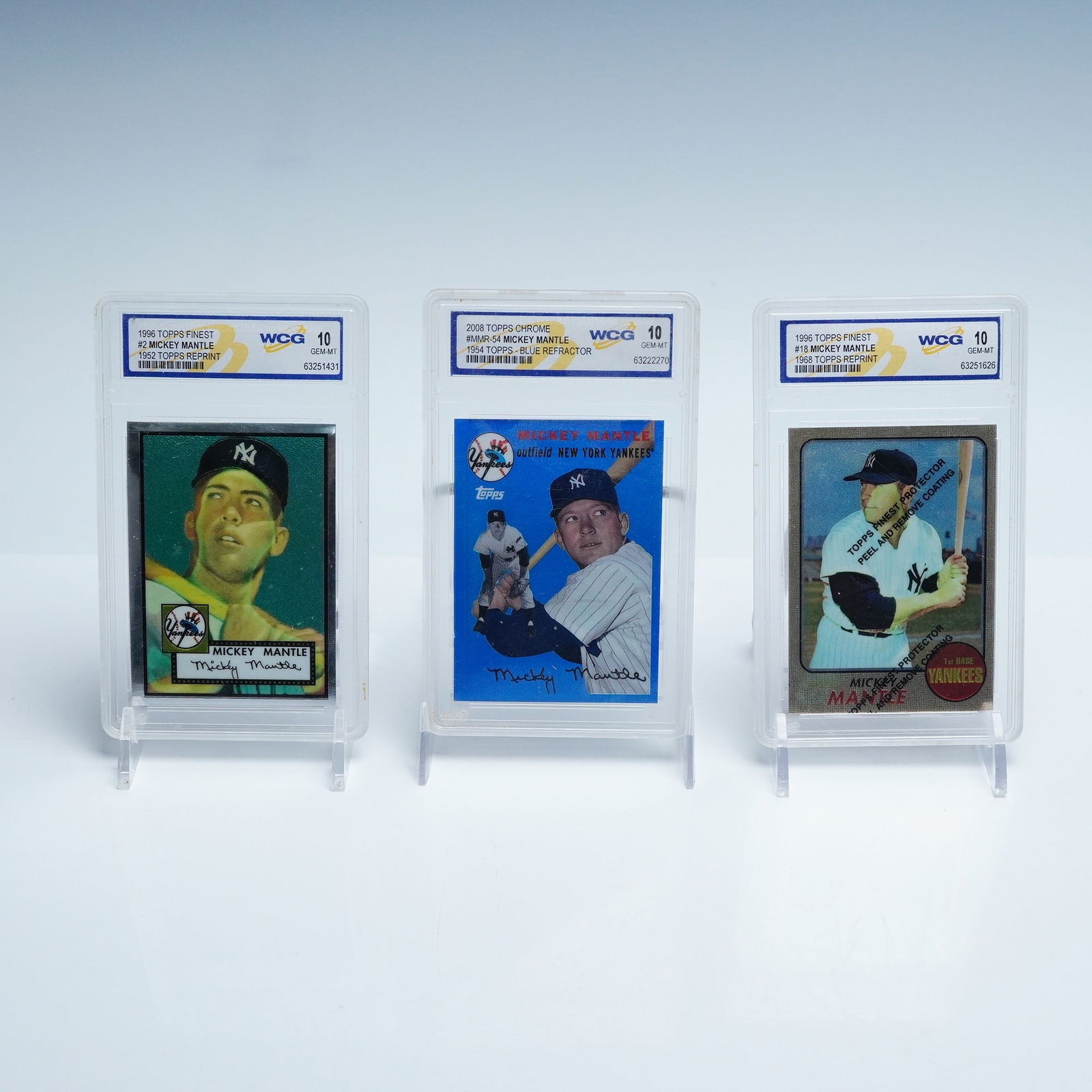 3pc Mickey Mantle WCG Graded Topps Card Lot (1 of 2)