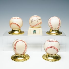 5pc Signed Major League Baseballs Lot w Displays