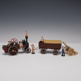 10pc Victorian Field Artillery Toy Convoy with Soldiers, Steam Tractor, Wag