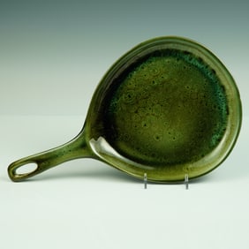 Hull Art Pottery Green Glazed Skillet Dish