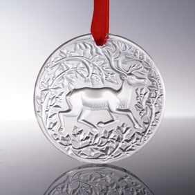 Lalique Crystal Tree Ornament Reindeer 1997