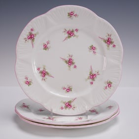 3pc Shelley Fine Bone China Salad Plates, Bridal Rose Dainty Shape