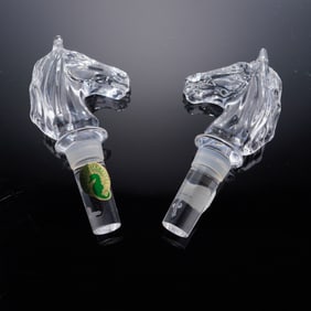 Pair of Waterford Crystal Bottle Stoppers, Horse Head Design