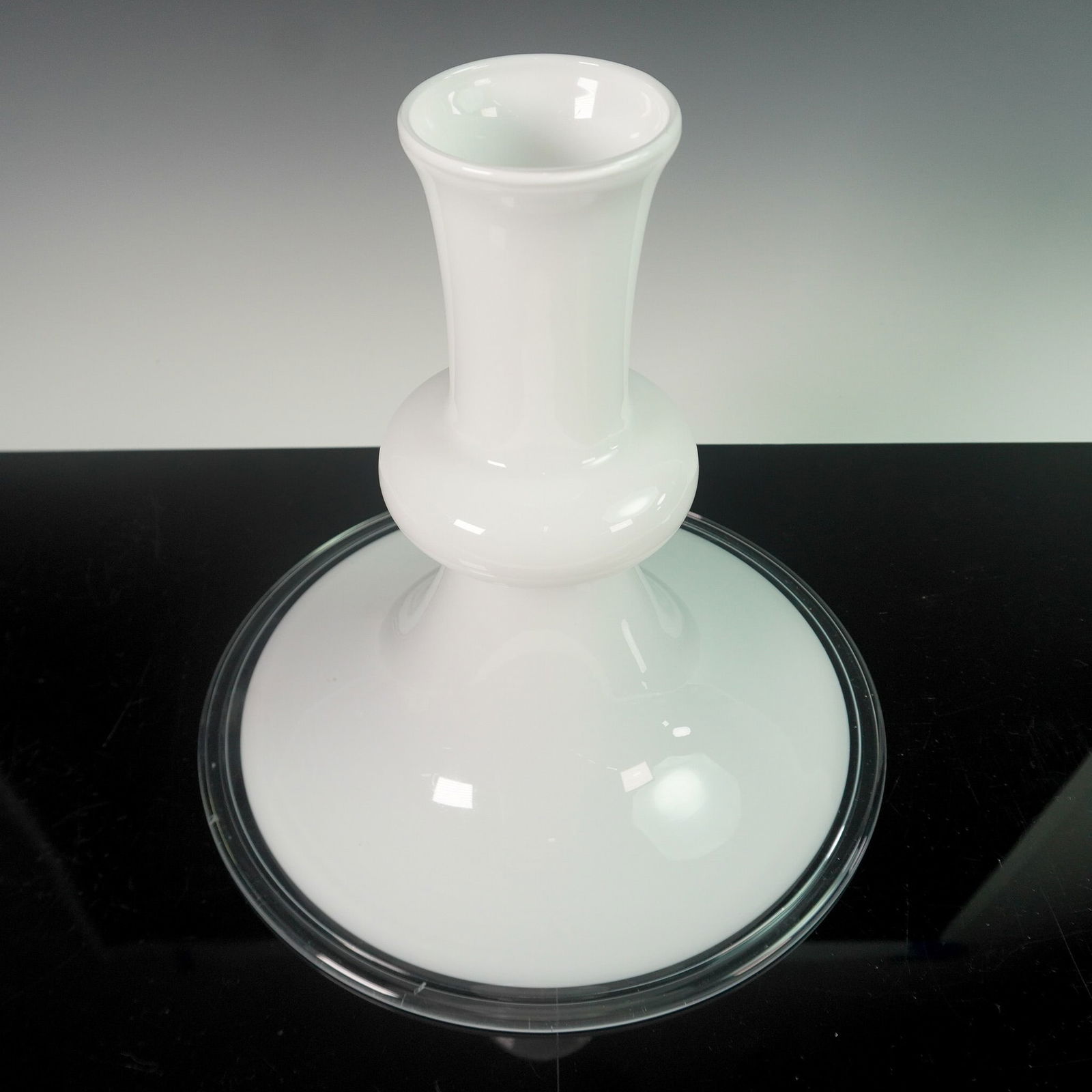 Michael Bang For Royal Copenhagen Pendant Lamp Replacement, Etude: Striking white opaline glass lamp shade designed by Michael Bang Holmegaard for Royal Copenhagen. This stunning pendant replacement features a sculptural form with a flared neck, bulbous midsection, a