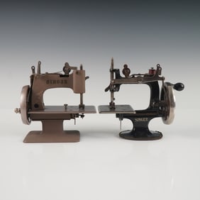 Pair of Antique Singer Cast Iron Toy Sewing Machines