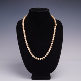 Faux Pearl Necklace with Gold Tone Clasp