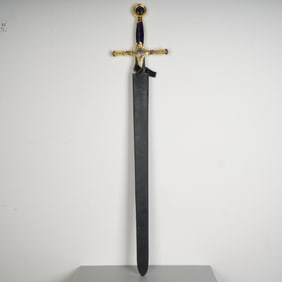 Decorative Masonic Ceremonial Sword w/ Royal Blue Velvet Grip & Scabbard