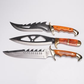 3pc Group of Fantasy-Style Hunting Knives by Frost Cutlery