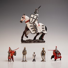 6pc Hand-Painted Medieval Knights and Jousting Figures