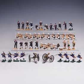 50pc Painted Metal Toy Soldiers, Colonial Infantry
