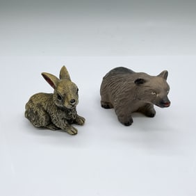 2pc Vintage Ceramic and Resin Animal Figurines