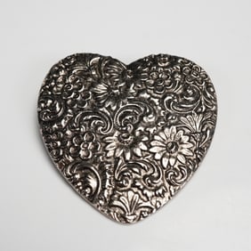 Vintage Floral Heart Brooch