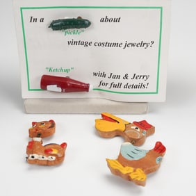 4pc Vintage Novelty Pins