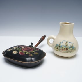 2pc Nashco Hand-Painted Silent Butler and Lord & Taylor Polo Pitcher
