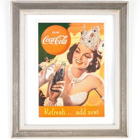Coca-Cola Framed Advertising Print, Refresh? Add Zest