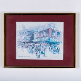 After Douglas Alvord, Color Lithograph, Union Oyster House