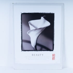 Contemporary Black & White Poster Lily w/ Tao Te Ching Quote